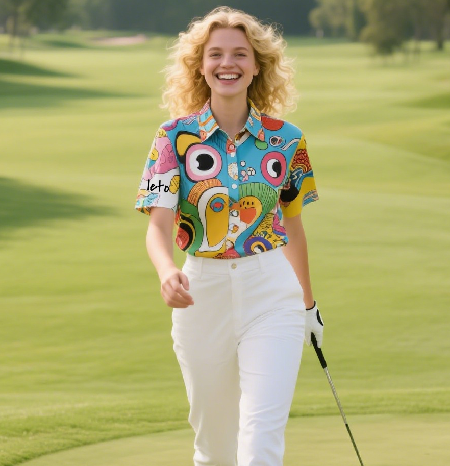 Funny golf shirts with witty slogans and playful designs, guaranteed to bring laughs on the golf course.