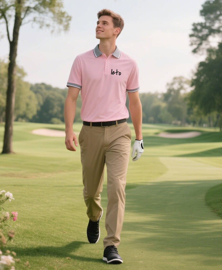 Sweat-resistant golf wear designed with advanced moisture-wicking fabrics to keep golfers cool, dry, and comfortable on the course