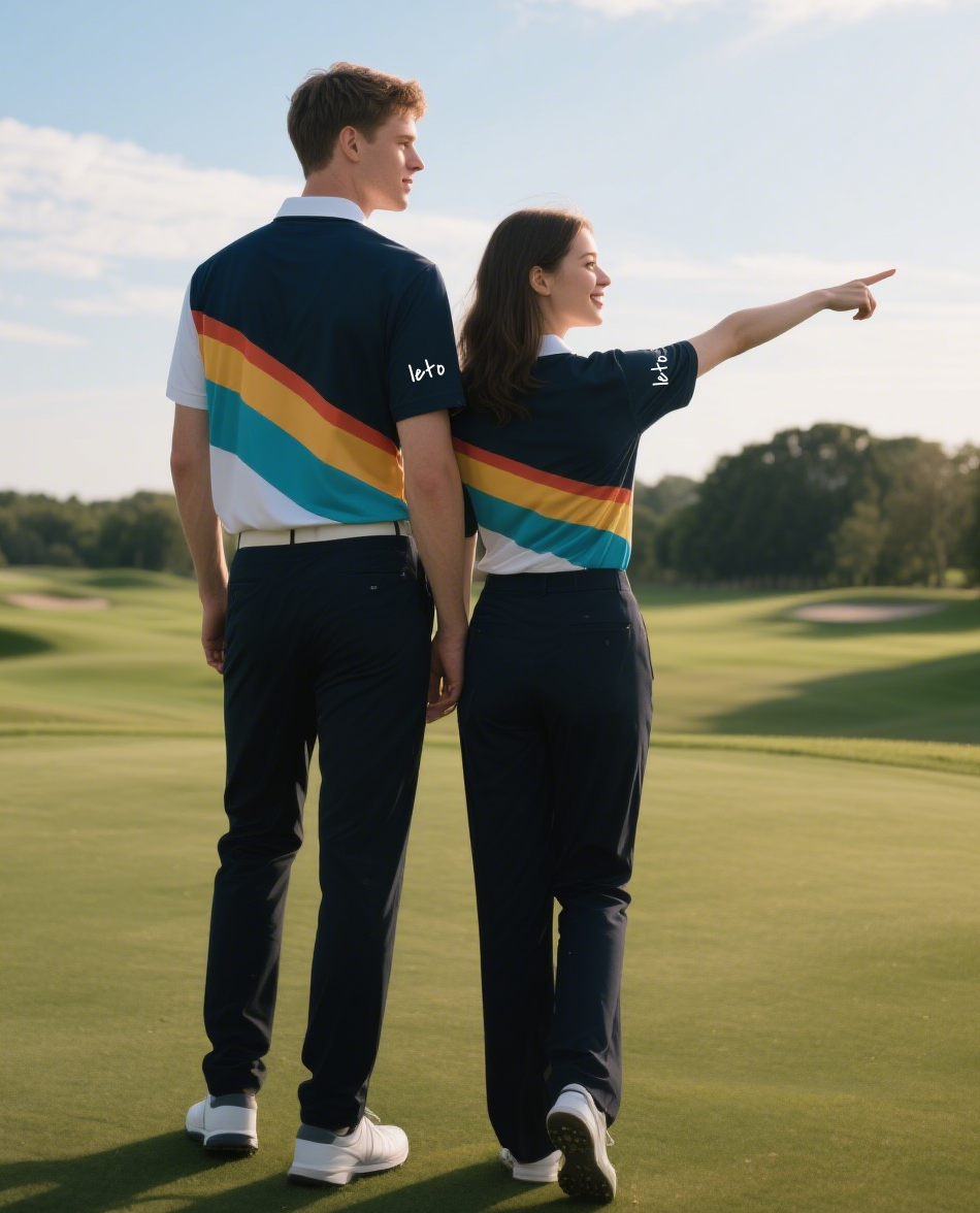 A professional OEM manufacturing setup producing premium golf clothing, with custom logos and designs ready for packaging and delivery.