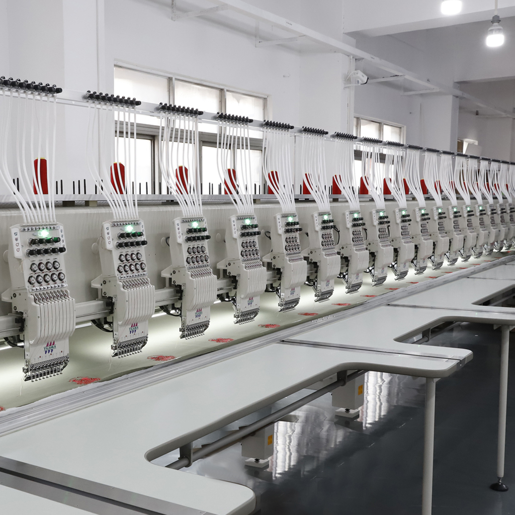 Professional embroidery machinery designed for precision, speed, and durability to create custom logos and intricate designs