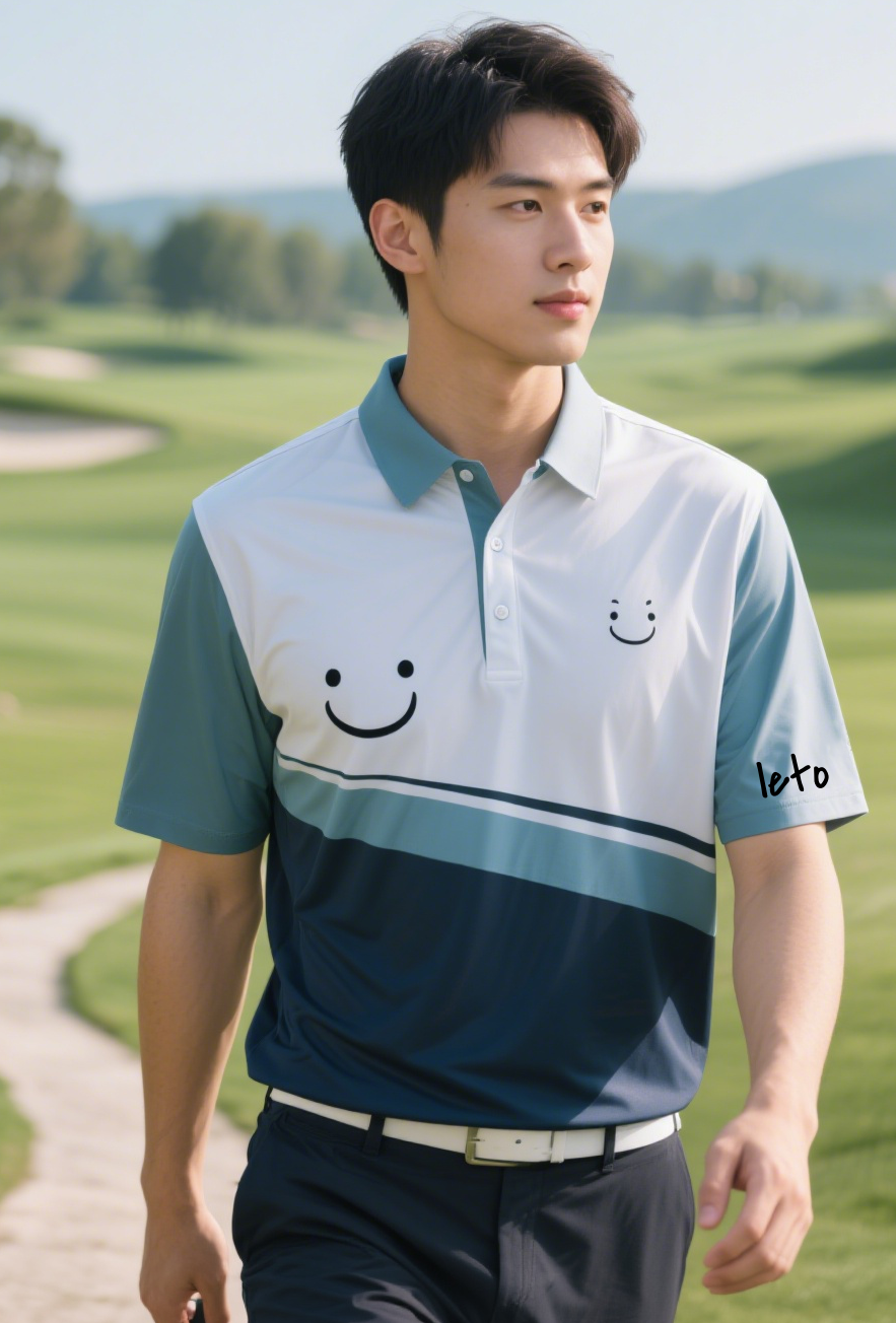 A golfer mid-swing on a beautiful course, showcasing peak golf performance with confidence, precision, and top-tier gear