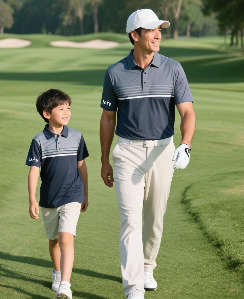 Matching father-son golf shirts designed for comfort, style, and bonding moments on and off the course