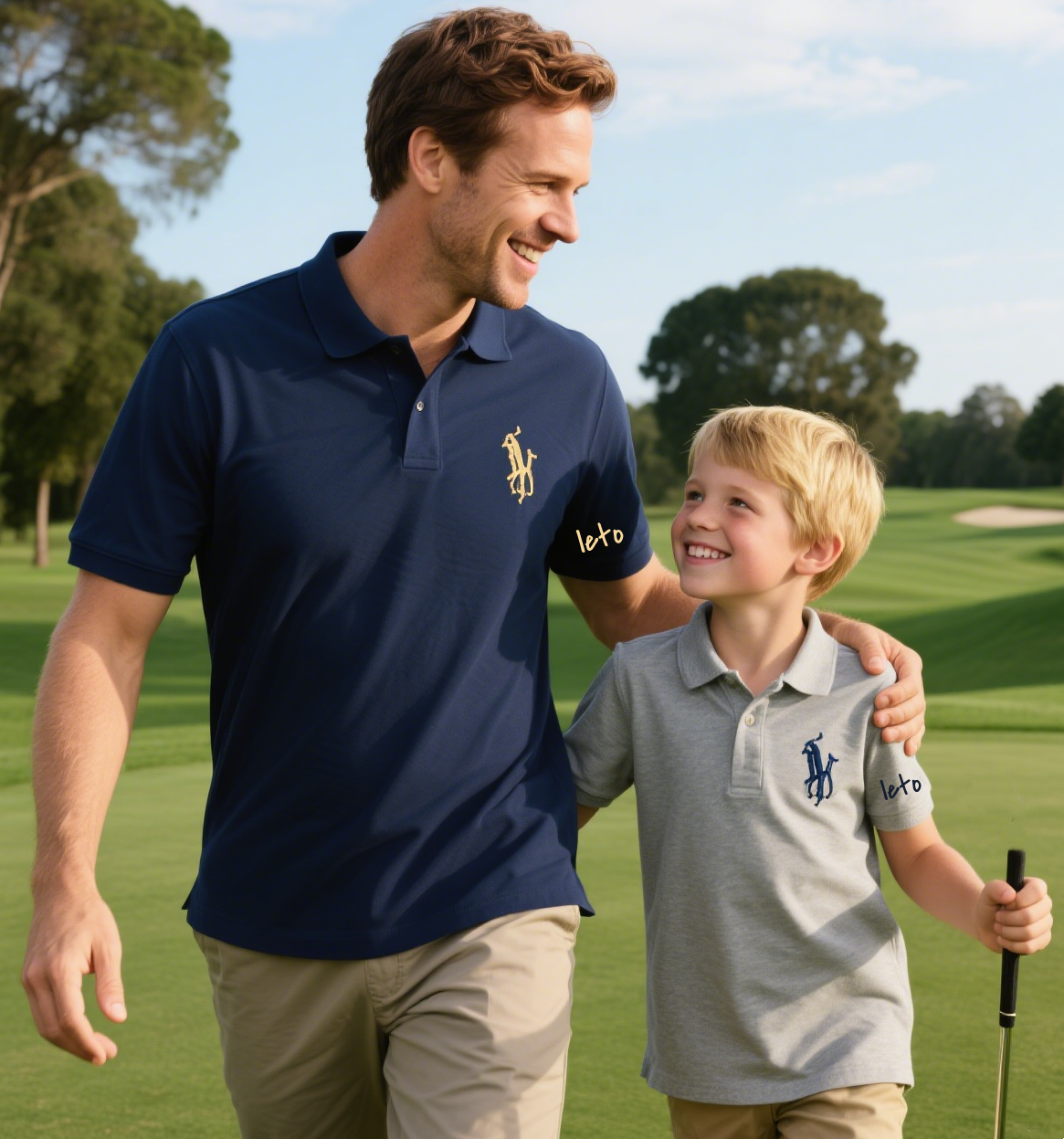 Matching father-son golf shirts designed for comfort, style, and bonding moments on and off the course