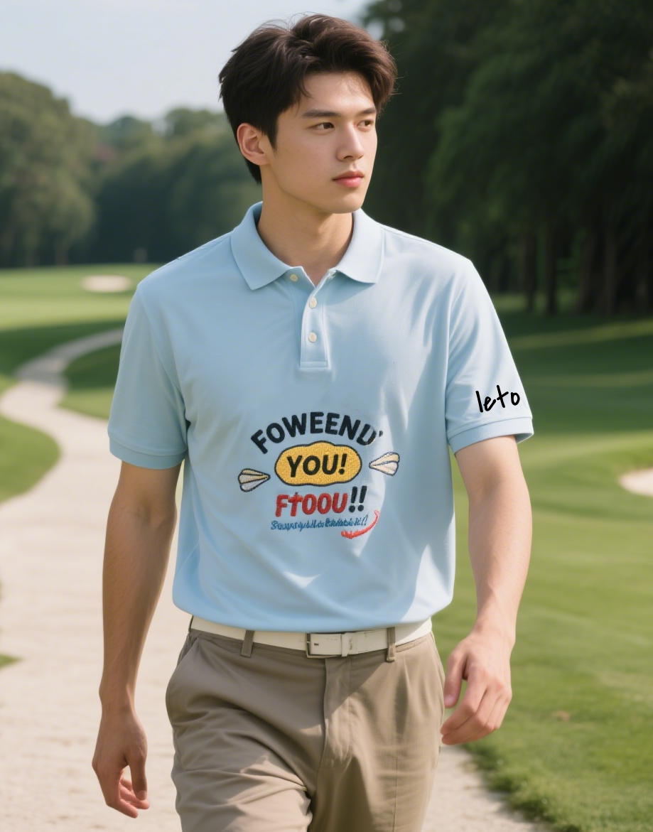 A tailored golf polo with sleek, modern design, created for both startups and big brands looking to make an impact in golf apparel.