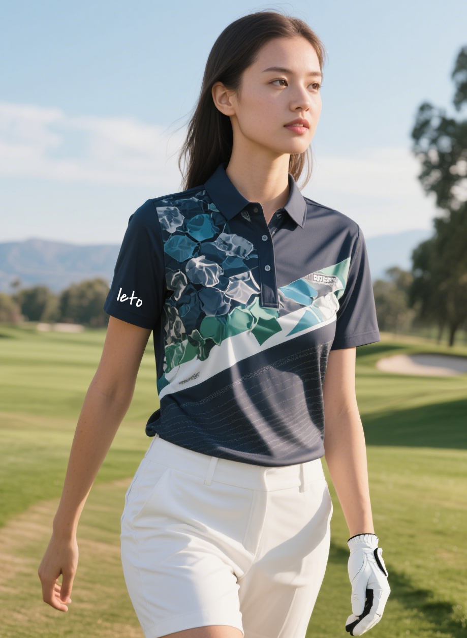 A stack of colorful, premium bulk golf shirts neatly folded, showcasing various styles and sizes, ready for wholesale or team orders