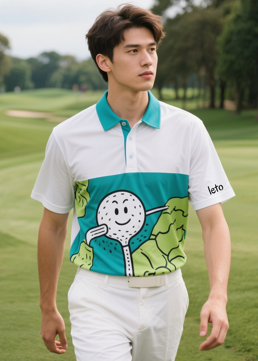 A close-up of premium golf apparel designs being meticulously crafted, showcasing attention to detail, quality materials, and expert manufacturing techniques.
