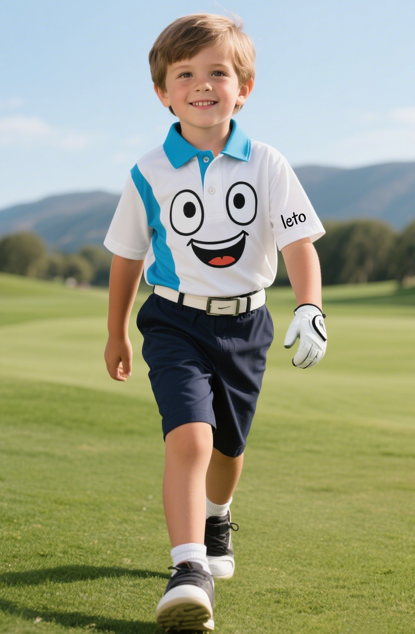 A country club staff member wearing a modern, insulated uniform with a tailored fit, standing confidently on a frosty golf course with snow-dusted trees in the background.
